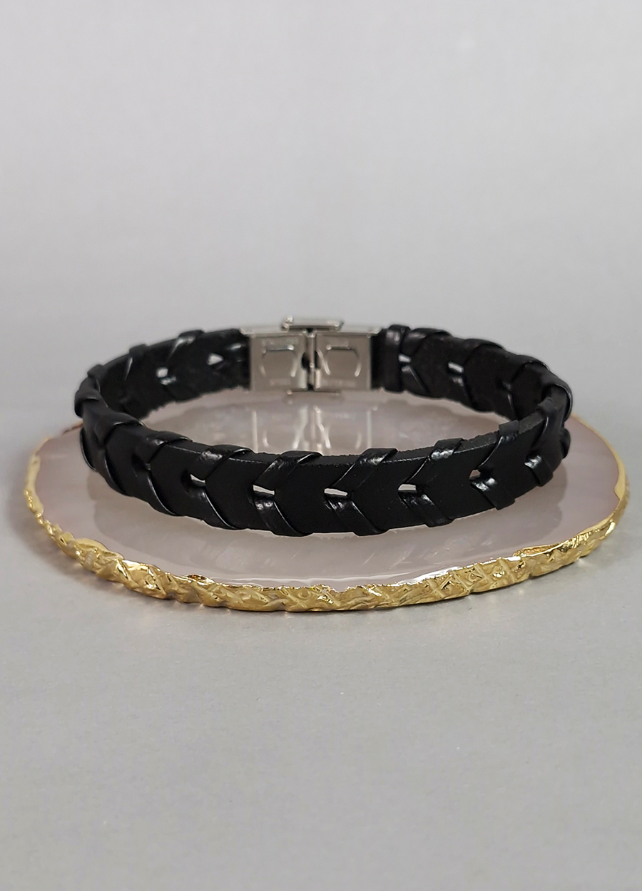 Pulsera Eco Cuero Negra