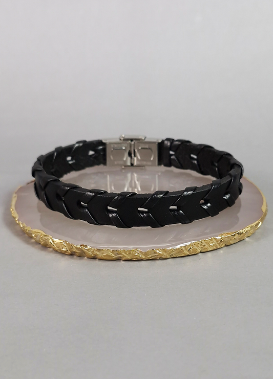 Pulsera Eco Cuero Negra