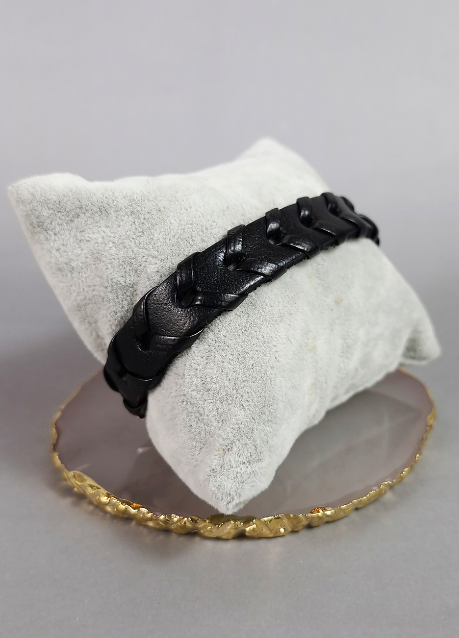 Pulsera Eco Cuero Negra