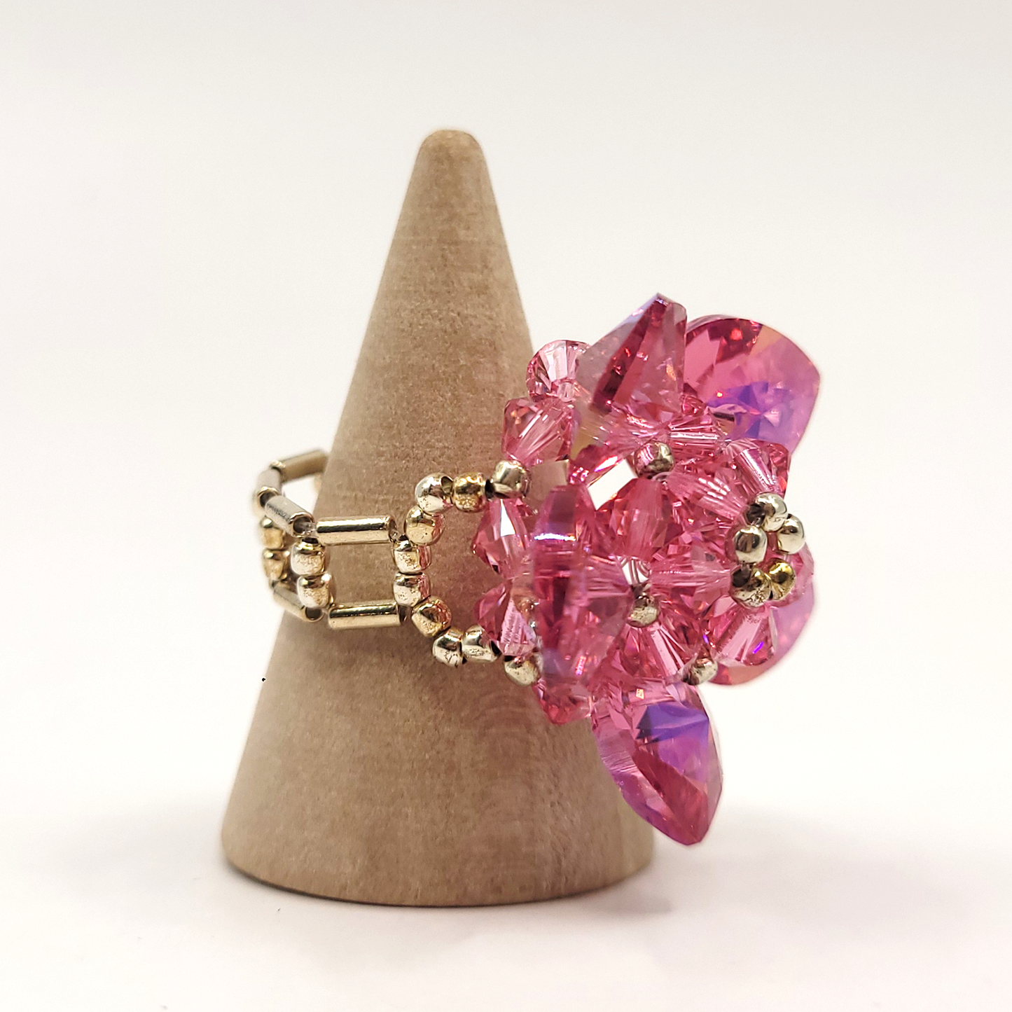 Anillo de Plata 925 con Floral Rosa Swarovski