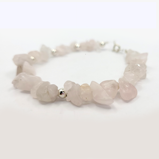 Pulsera de Piedras Naturales Cuarzo Rosa